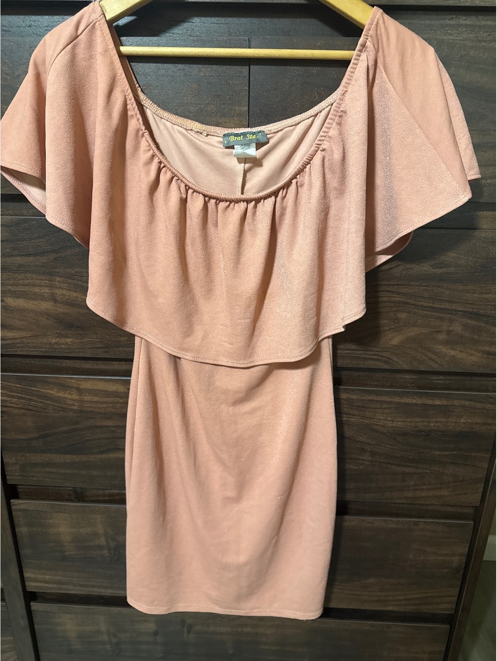 Brat Star Peach Off-Shoulder Dress Medium